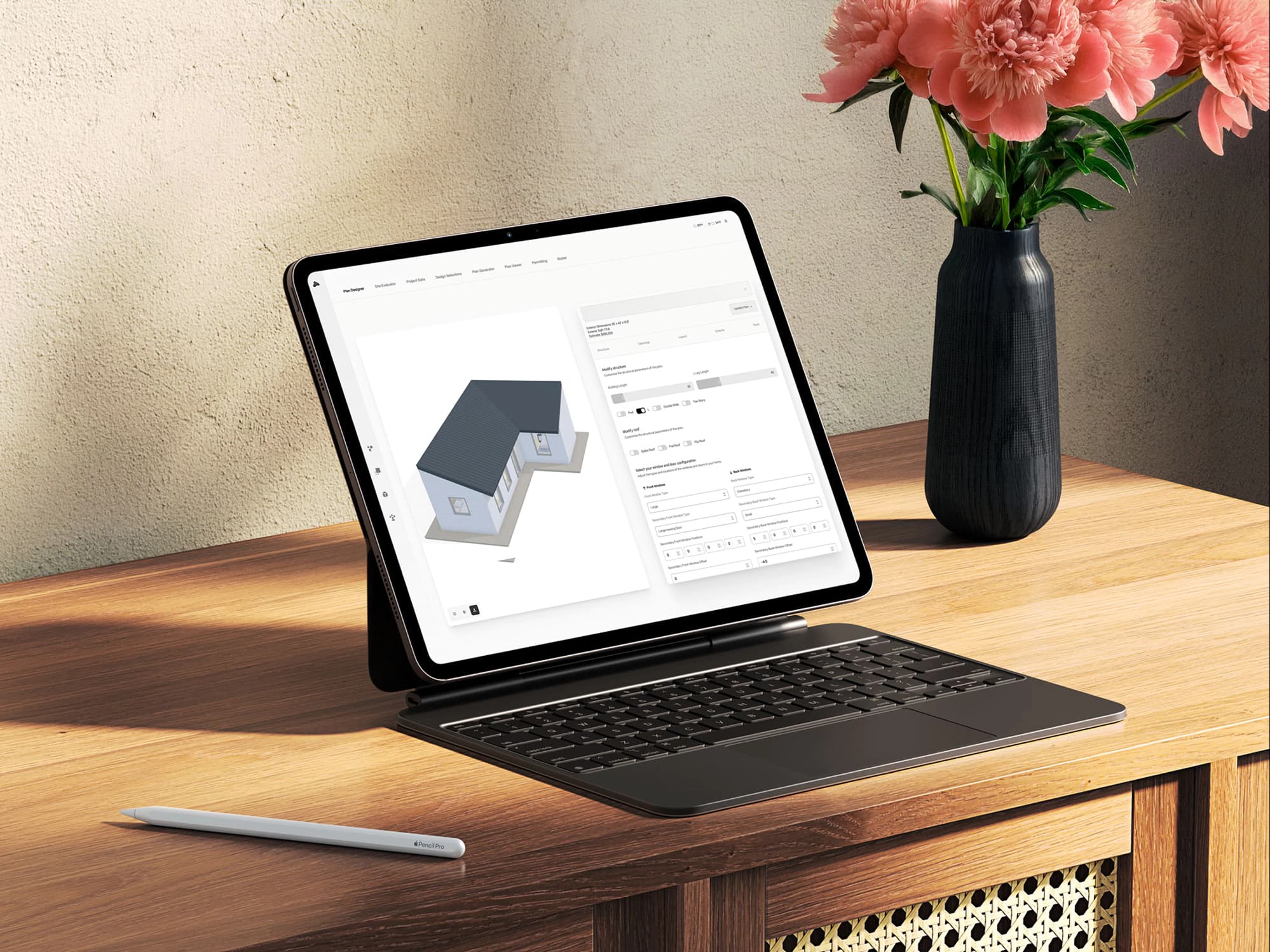 Type Five modular design system interface showing customizable floor plan options for creating personalized living spaces